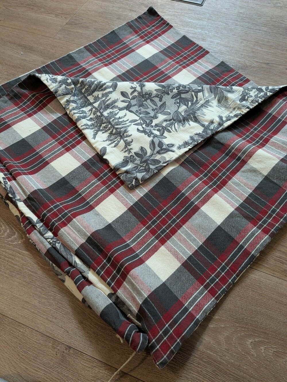 Reversible Plaid And Forest Scene Euro Pillow Shams